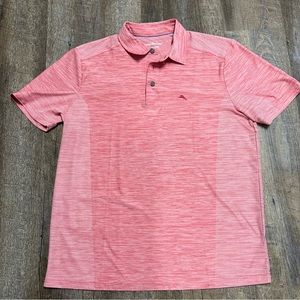 Tommy Bahama Polo Shirt Mens Medium Pink Island Zone Stretch Polyester Golf